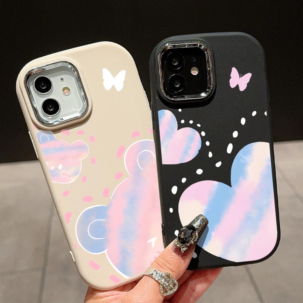 Solid Color Silver Edge Lens Soft Liquid Silicone Shockproof Phone Case for iPhone Samsung Huawei Honor Xiaomi Redmi OPPO Realme Vivo Infinix Tecno