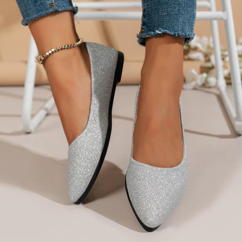 Мода Новинка 2024 Женские туфли-лодочки с острым носком Красивые и модные летние туфли Балетки на плоской подошве Удобные повседневные женские туфли