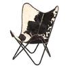 Декор для дома Подлинная козья кожа Кресло-бабочка с подлокотниками Черный/Коричневый Белый