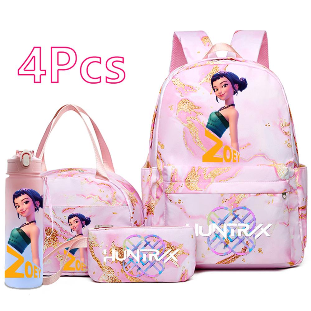 4 шт./компл. Рюкзак с принтом K-pop, сумка, пенал с бутылкой для воды 750 мл для подростка, мальчика, девочки, школьный рюкзак большой вместимости, сумка для книг, детский подарок, Mochila