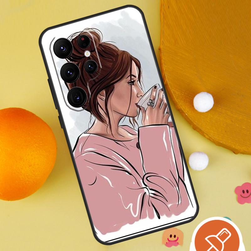 Чехол-кошелек с принтом 'Принцесса Женщина-Босс Кофе' для Samsung Galaxy S25 Ultra S24 S23 S22 S21 Ultra S9 S10 S20 Plus S24 FE Funda Чехол
