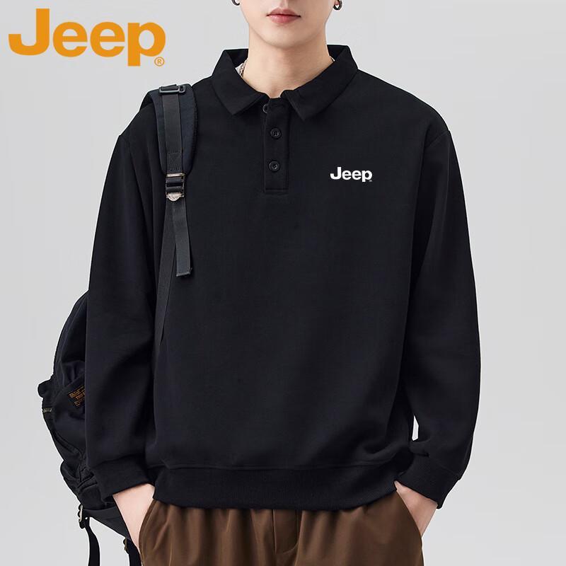 Jeep Men's American Style Lapel Collar Pullover Sweatshirt