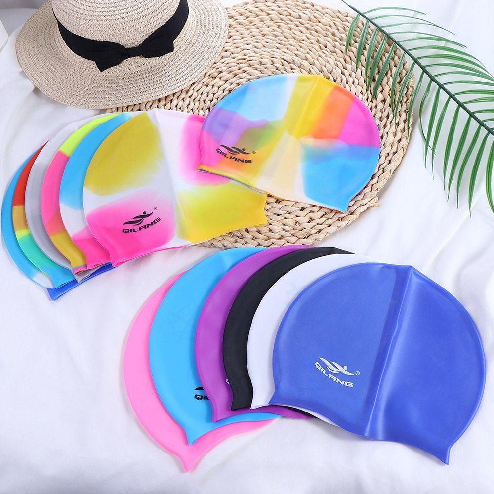 Classic High Elastic Long Hair Waterproof Flexible Silicone Colorful Swimming Hat Swimming Cap Swim Pool Hat Bathing Cap