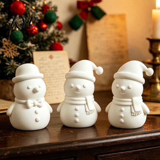 DIY Painting Snowman Figurines 3D Printed Figurine, Small Tabletop Statue with Gift for Christmas Scarf/Necktie, Decorative Holiday Ornament