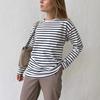 Autumn Long-sleeved Striped T-shirt Women's Casual Tops Women's Comfortable Loose Cotton T-shirt