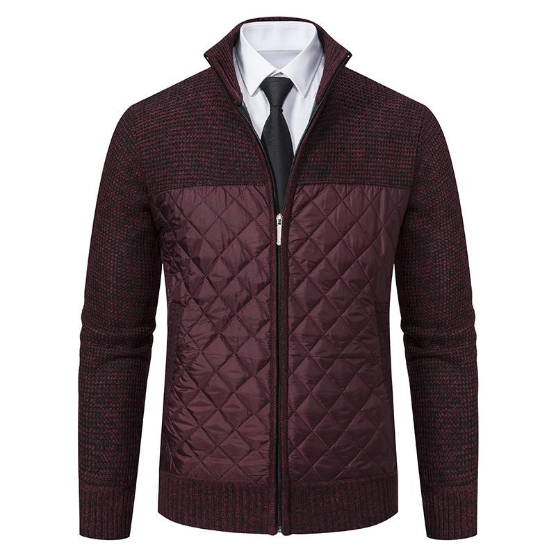 Men's Spring and Fall Thickened Knitted Jacket Long Sleeve Stand-up Collar Zipper Jacket