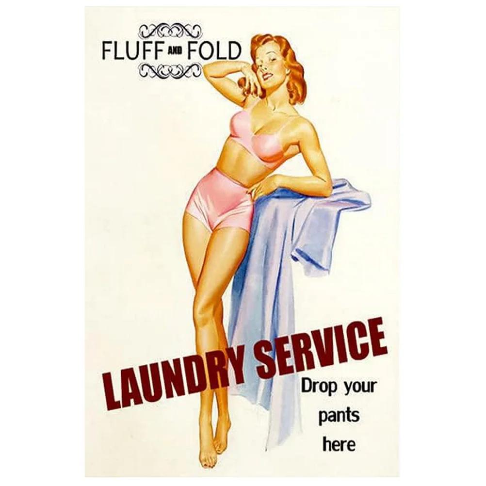 Винтажные металлические знаки Pinup Girls Настенный декор для ванной комнаты Прачечная Мужская пещера Домашние бары Гараж Кафе Клубы Ретро-плакаты Табличка