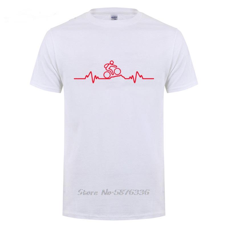 Funny Birthday Gifts Unisex Husband Dad Father Guys Friend Son Mountain Biker Heartbeat Pulse Cyclinger T Shirt Cycle TShirt