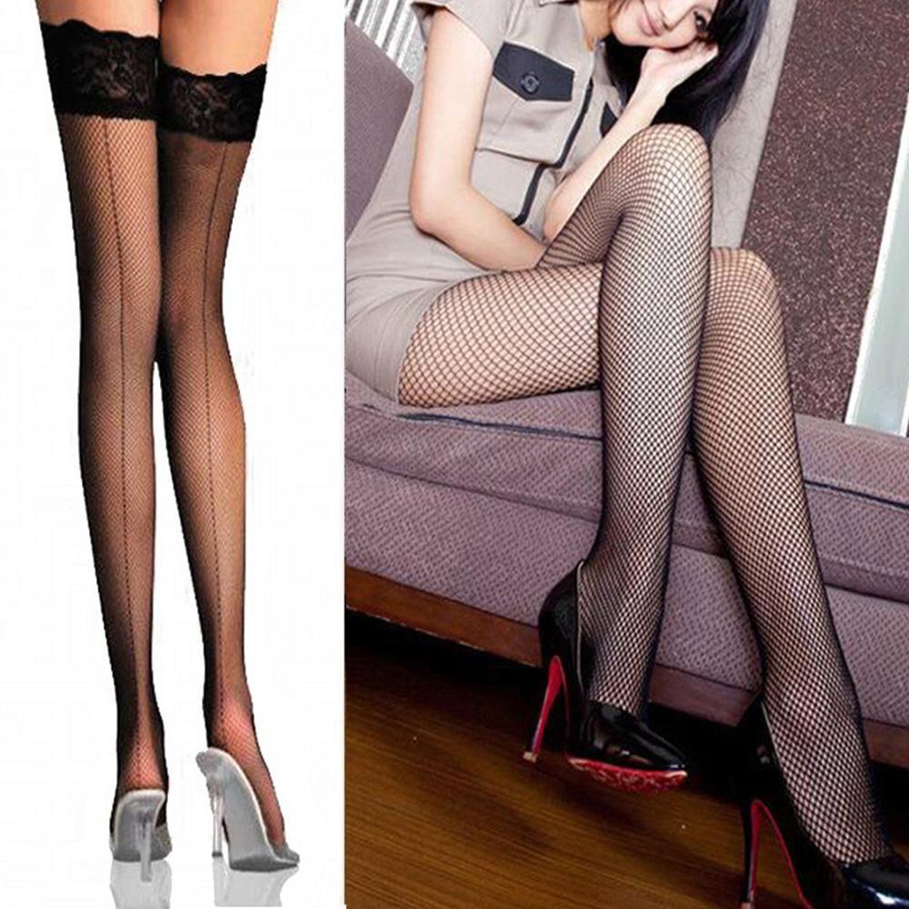 HOT Lace Top Backseam Fishnet Lingerie Pantyhose Stocking Thigh Highs