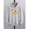Cartoon Duck Print Hoodies For Men, Graphic Hoodie With Kangaroo Pocket, Comfy Loose Trendy Drawstring Hooded Pullover
