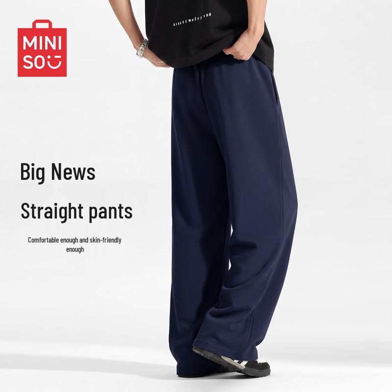 MINISO Мужские американские повседневные прямые брюки из смесовой хлопковой ткани