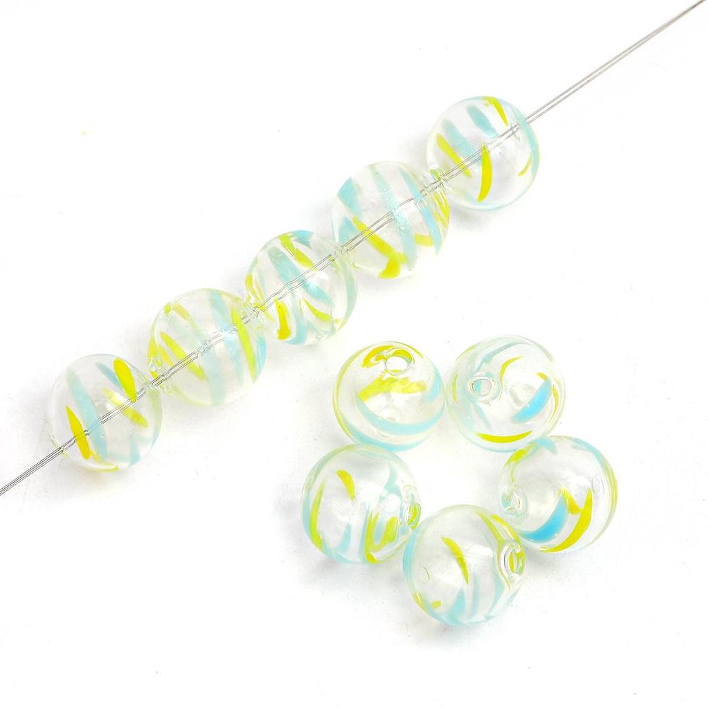 14mm 1pc Hand-Painted Hollow Drop Oil Glass Beads for Necklace Bracelet Earring DIY Jewelry Making