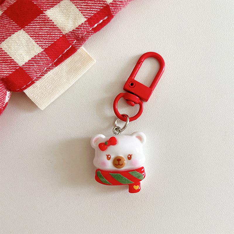 1PC Cartoon Shape Xmas Key Rings For Friends Key Holders Holiday Bag Pendants Part Resin Gifts Multiple Options Available