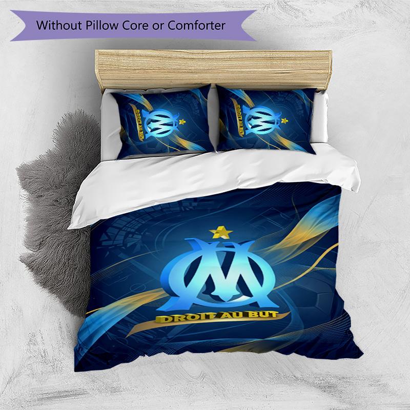 Olympique Lyonnais FC Printed 3PCS Bedding Set Breathable Duvet Cover with Pillowcases Decorative Bed Linen for Bedroom Home