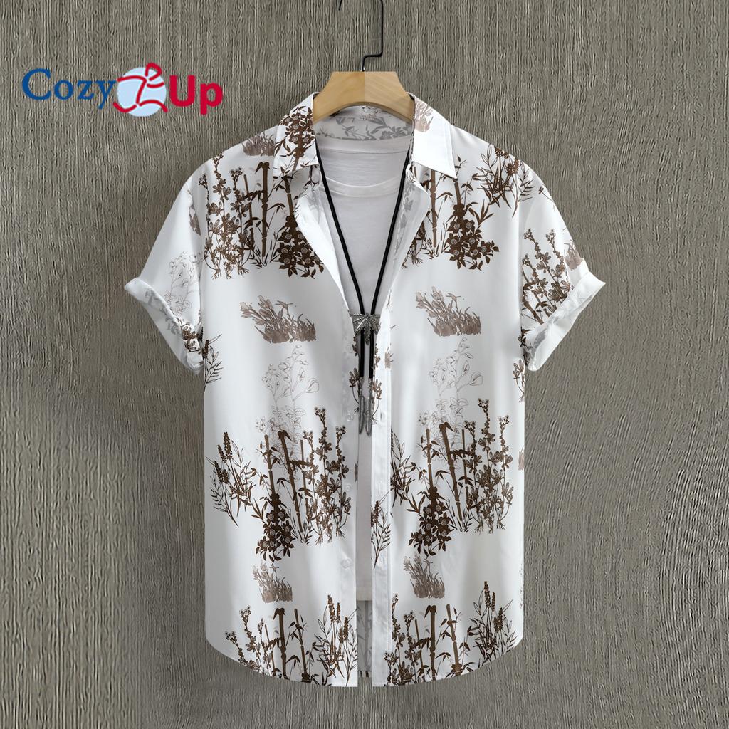 Гавайская рубашка с бамбуковым узором, мужская повседневная рубашка с короткими рукавами и принтом по всей длине для летнего пляжного курорта
