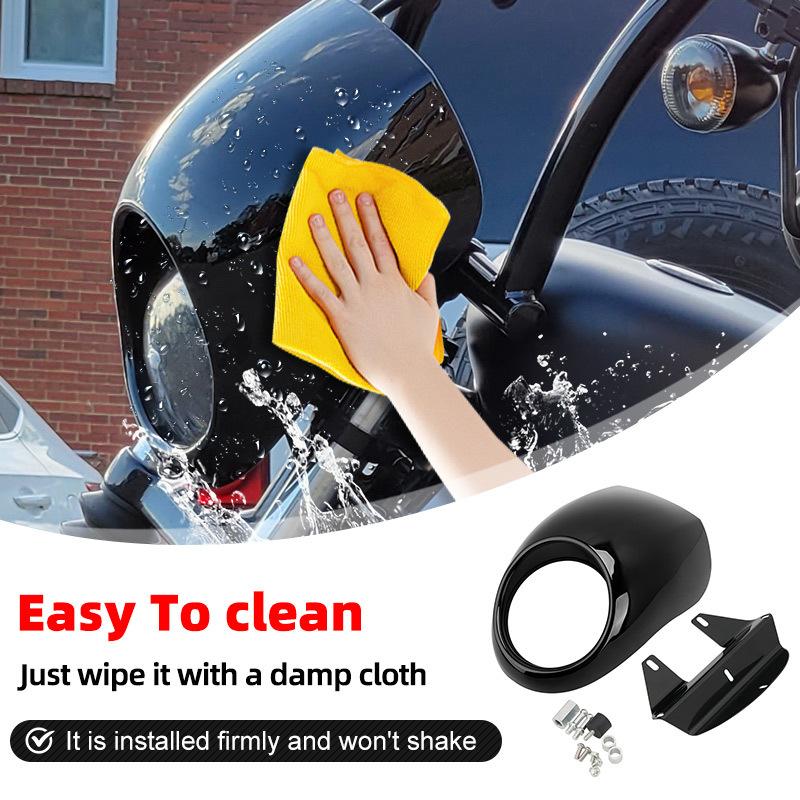 Motorcycle 5 3/4" Headlight Fairing Retro Front Light Mask Cowl For Harley Dyna Street Bob Sportster XL 883 1200 1986-Up Parts