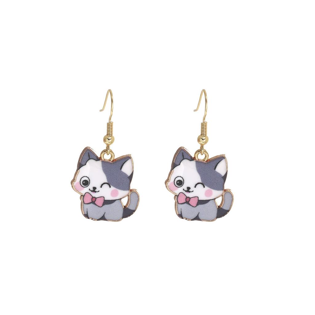 Fun Cartoon Cute Kitten Earrings, Creative Simple Earrings Animal Earrings