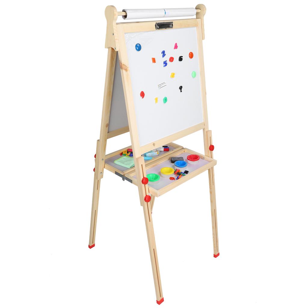 Children Double Sided Drawing Easel Height Adjustable Whiteboard Blackboard Accessory Set