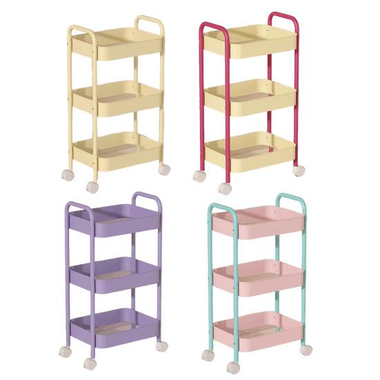 Стеллаж для хранения с колесами, прочная несущая многослойная конструкция, простая установка, устойчивая универсальная тележка для хранения