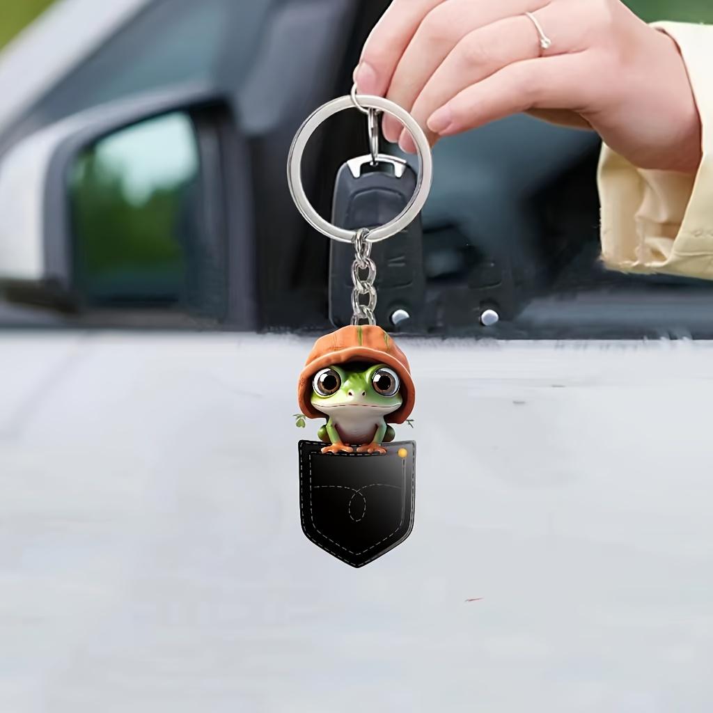 2D Акриловая Милая Лягушка В Кармане, Декоративная Подвеска На Зеркало Заднего Вида Автомобиля, Крутая Подвеска На Брелок Для Сумки, Маленький Подарок
