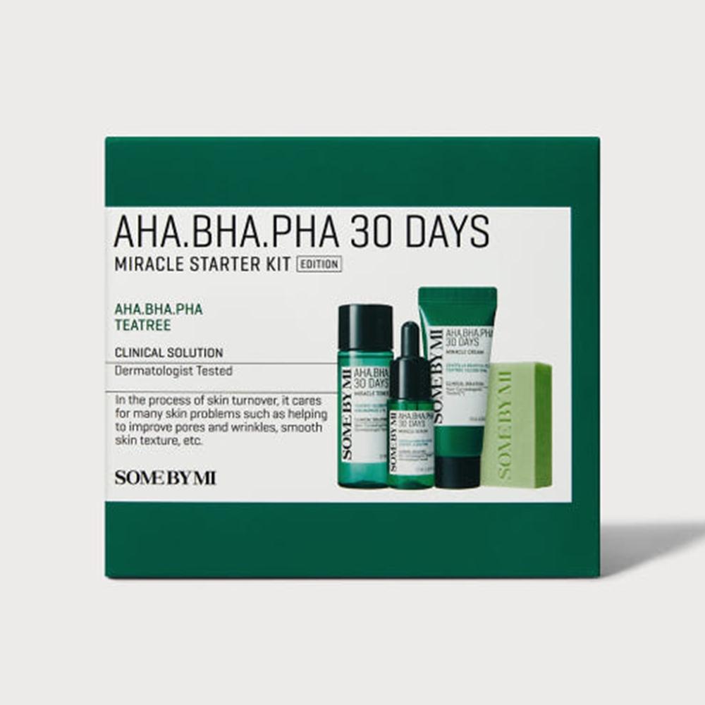 SOME BY MI AHA BHA PHA 30 Days Miracle Starter Kit 4-Step Set (Soap 30g + Toner 30ml + Serum 10ml + Cream 20g)