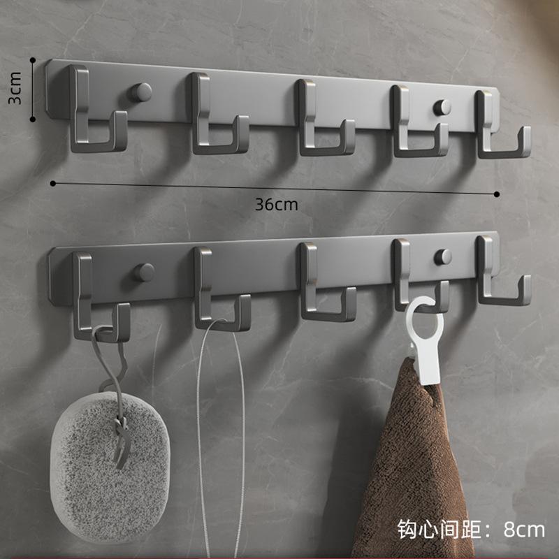 Черный серебристый крючок для халата для ванной комнаты, кухни, настенный, для хранения ключей, вешалка для пальто, держатель для полотенец, 3, 5, 7 крючков