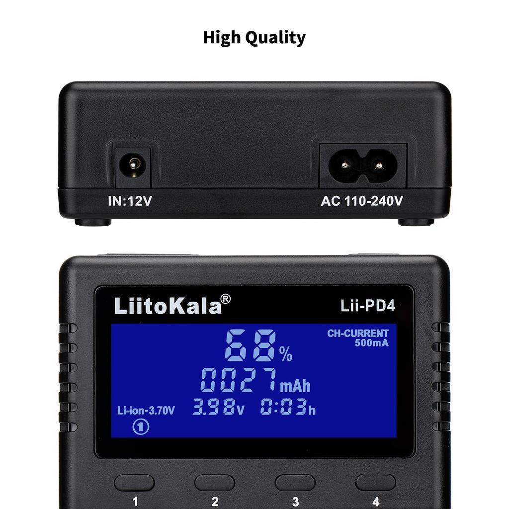 LiitoKala Lii-PD4/PD2 Сетевое PD Зарядное Устройство LCD Быстрая Зарядка 4/2 Слота для 21700/18650/AA/AAA Мультизащита Автоопределение