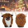 Adorable Plush Highland Cow Decorative Figure With Brown And White Facial Features