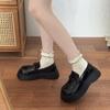 Черные лоферы на толстой подошве, универсальная маленькая кожаная обувь для женщин, новая французская ретро-модель JK на весну и осень 2025 года