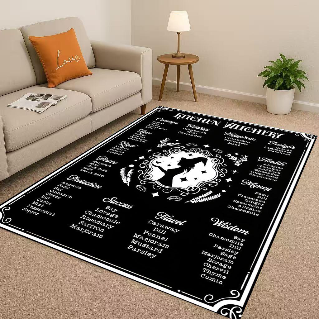 HD Retro Witch Spirit Ouija Board Art Living Room Non-Slip Area Rug Carpet for Bedroom Kids Playroom Sofa,Home Decor Doormat