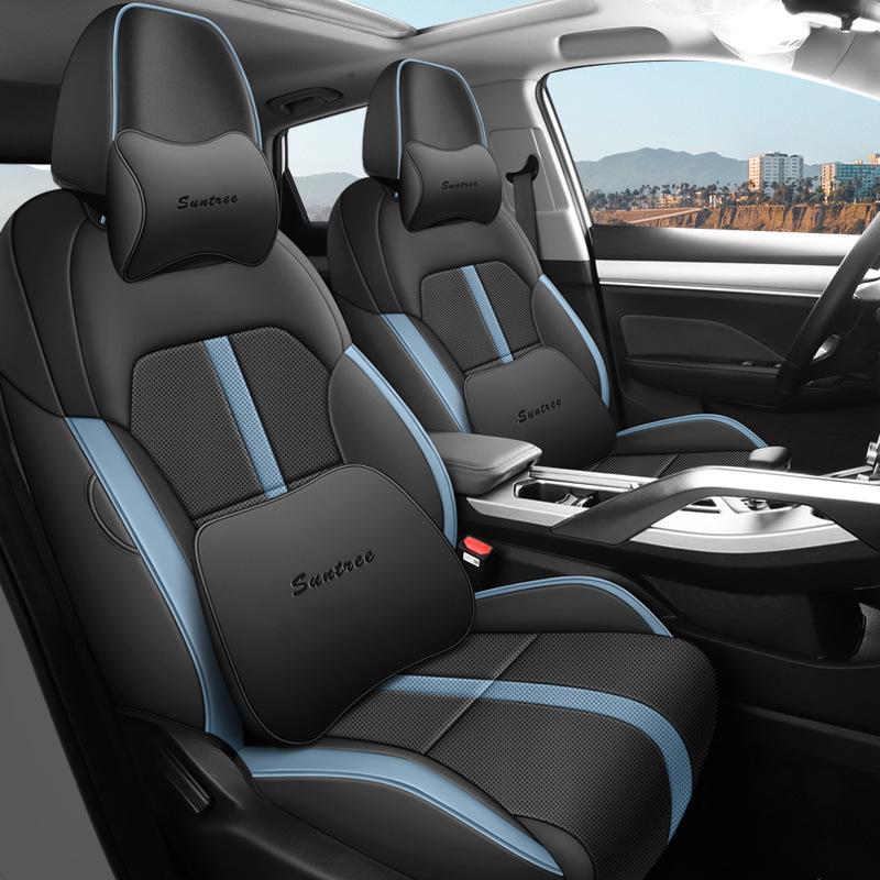 Bin Yue 5-Seater Perforated Leather Car Seat Cushion - All-Season Universal Fit