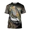 Summer Popular Carp Fishing Full Print T-Shirt for Men Fishing Apparel 3D Catfish Print T-Shirt Short Sleeve Casual Loose Top