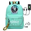 Харадзюку Молодежные Школьные Сумки Унисекс Genshin Impact Дорожные Сумки С USB-зарядкой Оксфордские Водонепроницаемые Рюкзаки на Плечо для Ноутбука