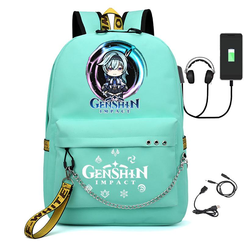 Харадзюку Молодежные Школьные Сумки Унисекс Genshin Impact Дорожные Сумки С USB-зарядкой Оксфордские Водонепроницаемые Рюкзаки на Плечо для Ноутбука