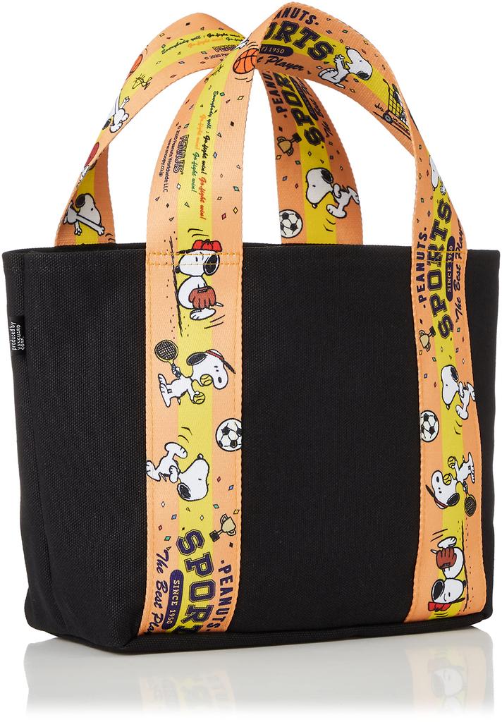 Сумка-тоут Snoopy с ручкой через плечо Стильная дополнительная сумка Сумка для покупок Холщовая Прочная Сделано в Японии Персонаж Милая SNOOPY Спорт Черный M Ширина 42 x Высота 28 x