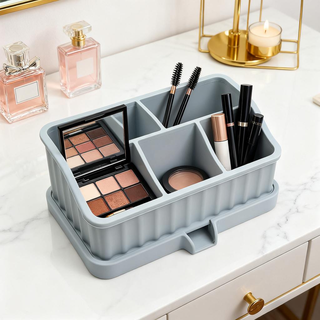 Toothbrush Holder with Soap Tray Bathroom Organizer with Drainage Holes Removable Design for Toothbrush Toothpaste Cosmetics