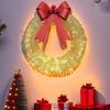 Lighted Christmas Wreath Battery Operated Pre-Lit Wreath with Large Bow And LED Lights for Indoor Outdoor Christmas Holiday Yard Garden Porch Decor