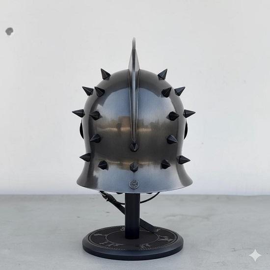 Римский шлем гладиатора Черный Ручной работы Стальной Доспех Воина, Носимый Средневековый Косплей Шлем для Реконструкции, LARP Дисплей