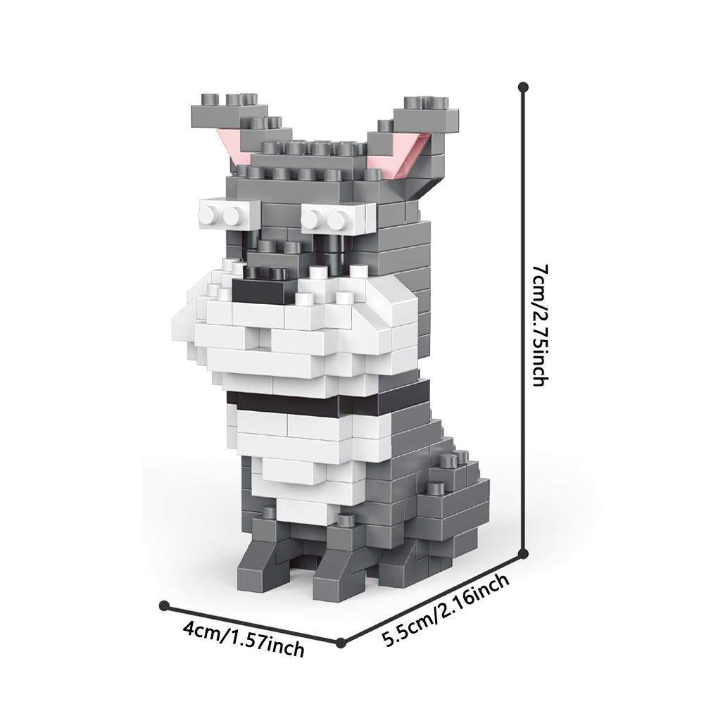 Knew Built Super Mini Dogs French Bulldog Building Blocks Toys Kit: Schnauzer Teddy Husky Adorable Desk Decorations Gift