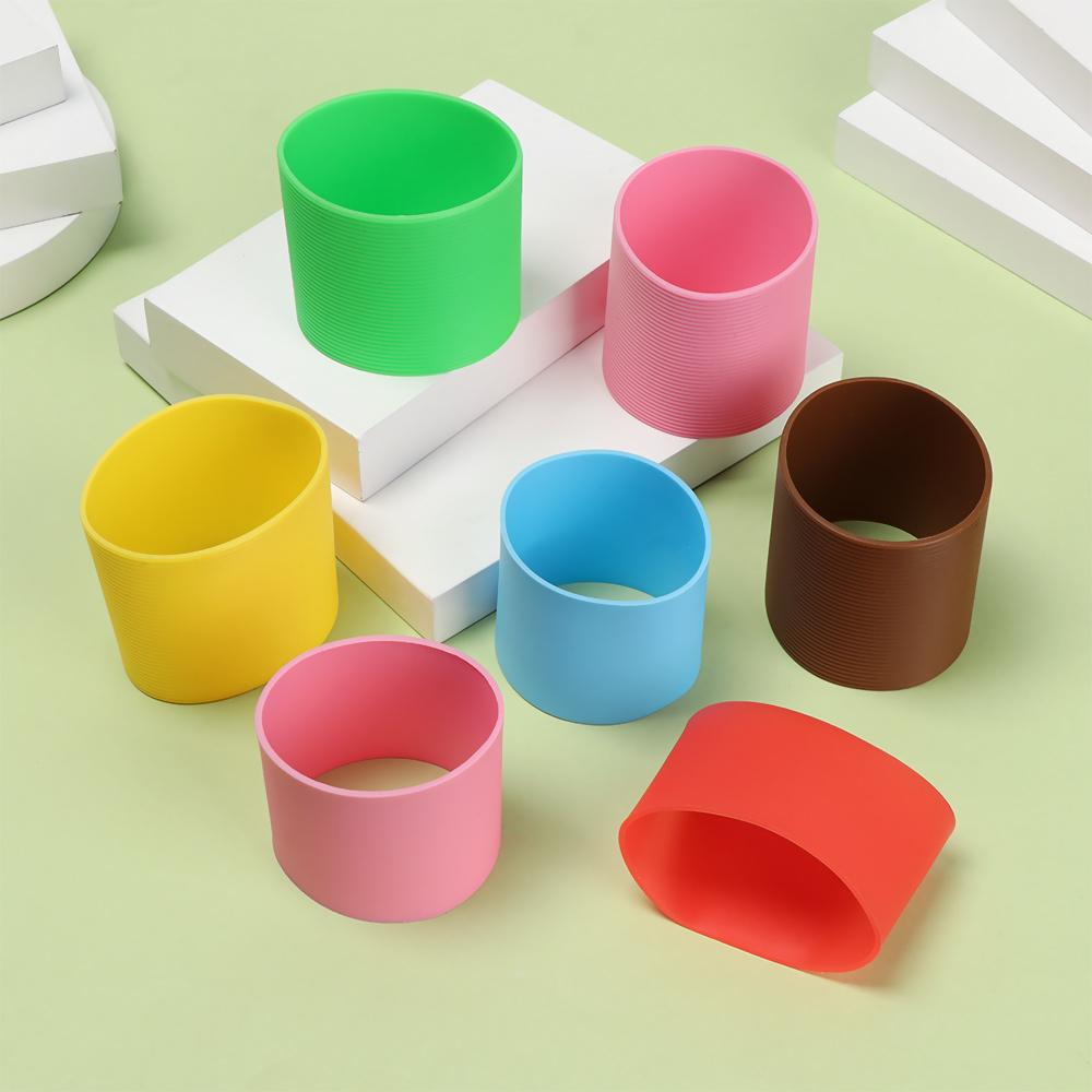 Durable Non-Slip Bottle Sleeves Water Cup Coasters Silicone Cup Sleeve Insulation Cup Cover