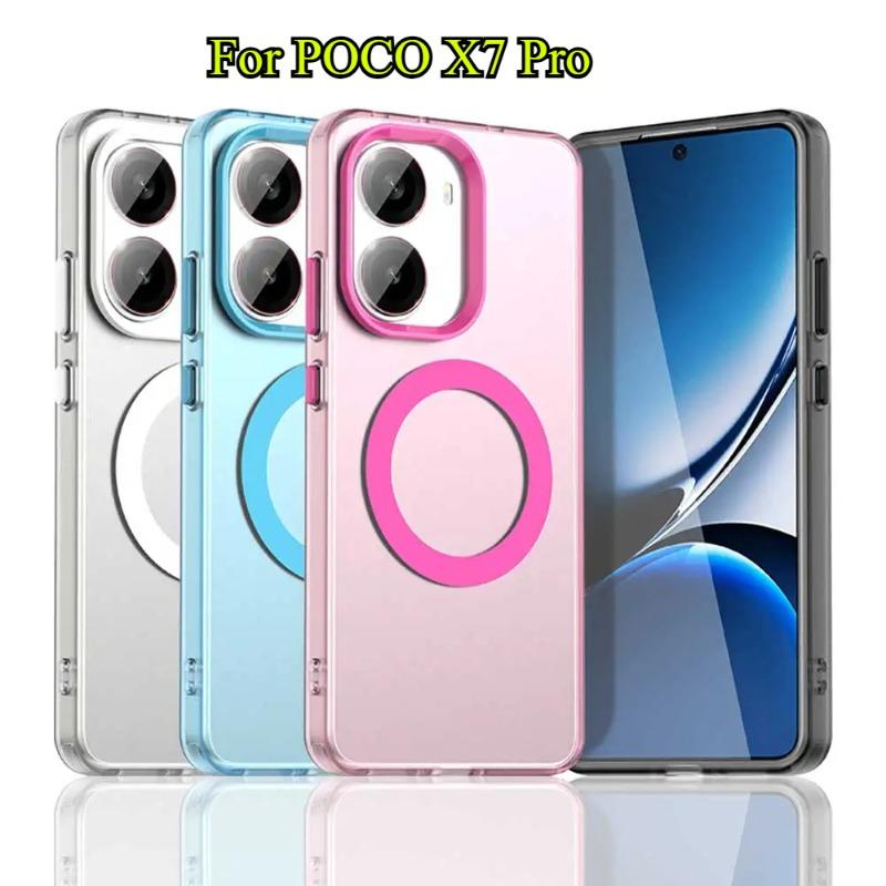Чехол Candy Magnetic для Magsafe Matte Phone Case для POCO X7 Pro X 7 POCOX7pro Wireless Charging Acrylic Hard PC Shockproof Cover для Redmi Turbo 4 Fundas
