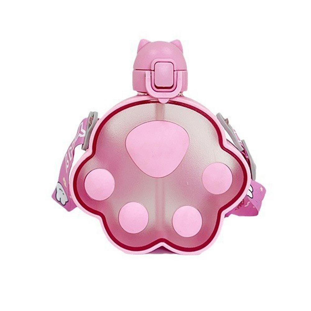 Регулируемый ремешок Бутылка для воды с кошачьей лапкой Мультяшный портативный чайник Удобный пластиковый стаканчик с соломинкой Велоспорт