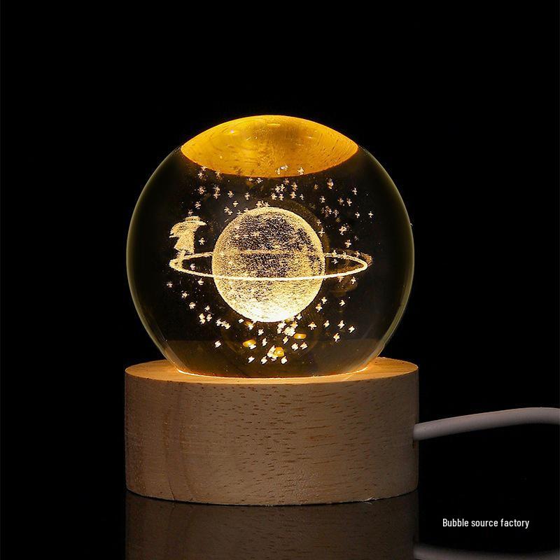 Внутренне выгравированный светящийся хрустальный шар ночник: Теплое настольное украшение с множеством узоров