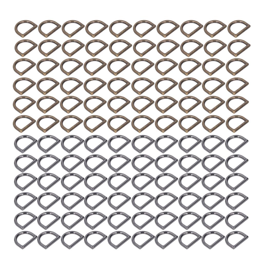 120 шт. металлических D-образных колец с прочной несущей способностью, бесшовный интерфейс, цинковый сплав, бронза, серебро, черная D-образная пряжка