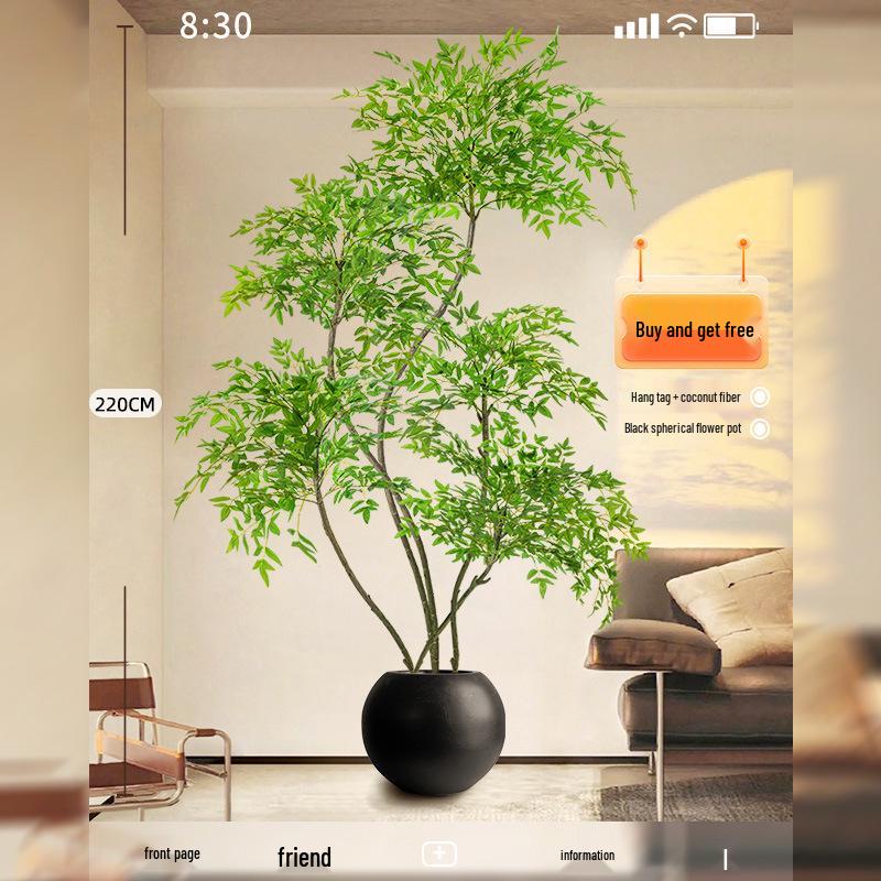 Нандина Роскошное Искусственное Дерево - Напольное Украшение для Помещений и Бионическое Зеленое Растение в Горшке