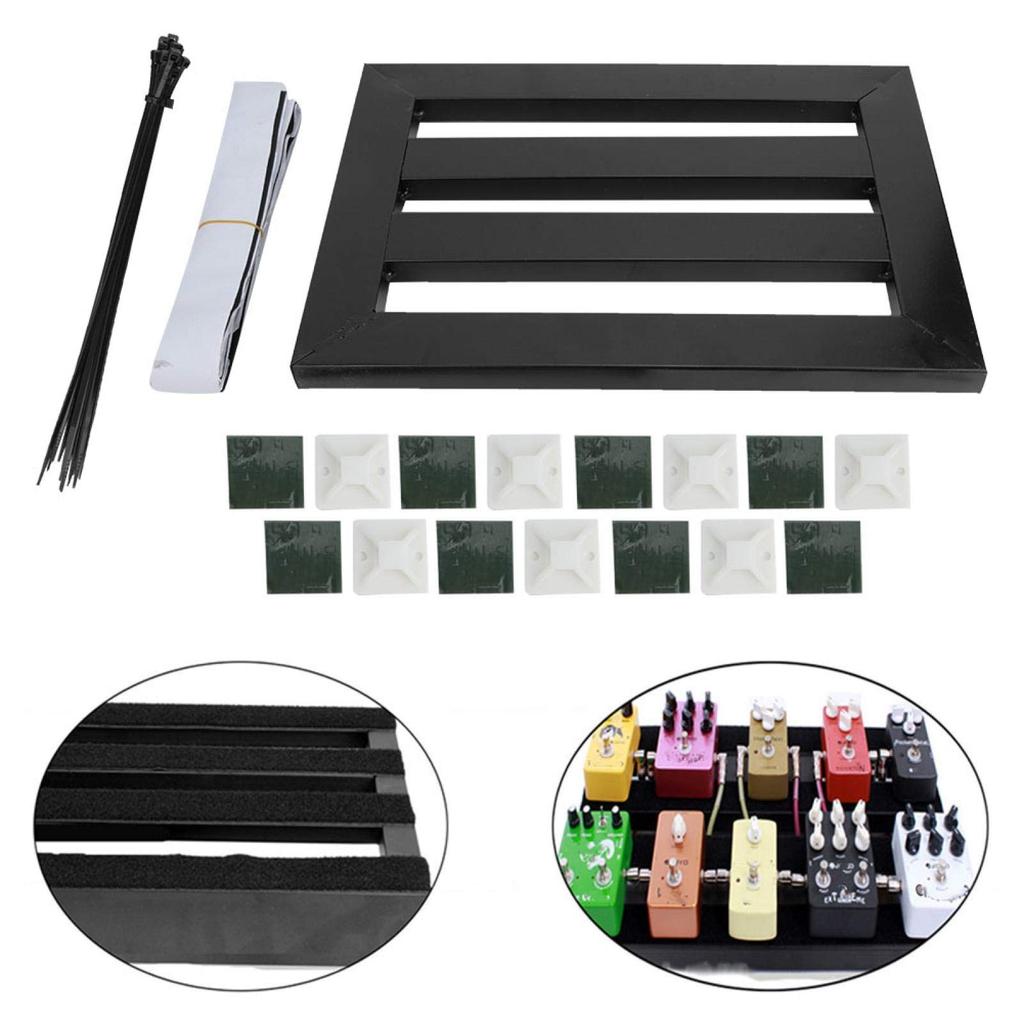 Portable Metal Pedal Board, Guitar Effect Pedal Board, 14.6 * 10.6 * 0.8 Inch, Electric Guitar Effect Holder for Guitar Effect Pedals