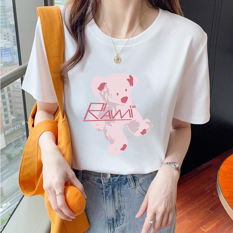 VEZFAA Женские модные повседневные летние весенние блузки и рубашки с круглым вырезом с короткими рукавами