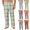 Men's Striped Plaid Print Pocket Casual Pants Home Pajama Pants