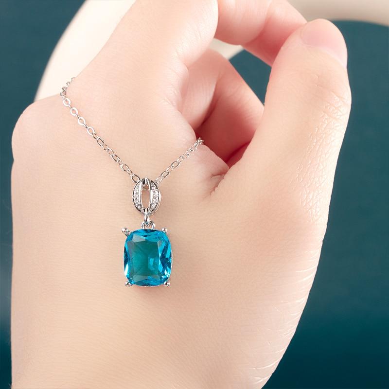BELLA BOX Роскошное ожерелье с подвеской в ​​виде синего топаза для женщин, уникальное ожерелье для церемонии и помолвки, новые модные ювелирные изделия