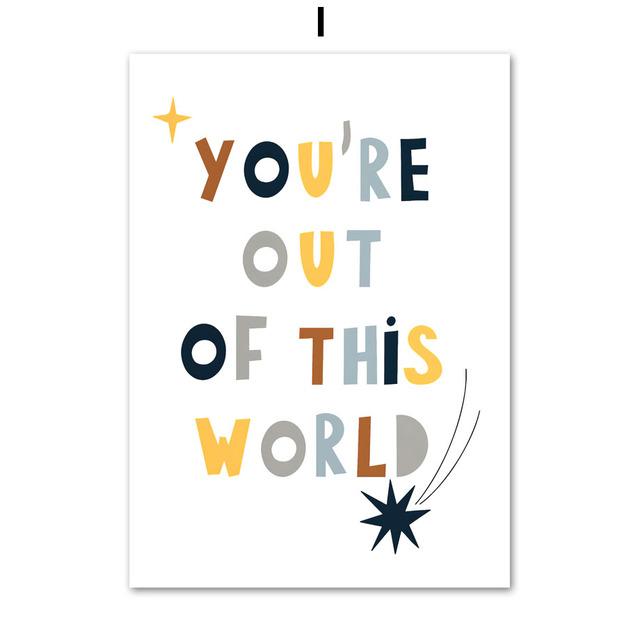 Космическая ракета, планета, звезда, мультяшный алфавит, цитаты из снов, художественная картина на холсте, плакаты на скандинавскую тему, принты, настенные панно, декор для детской комнаты, без рамки